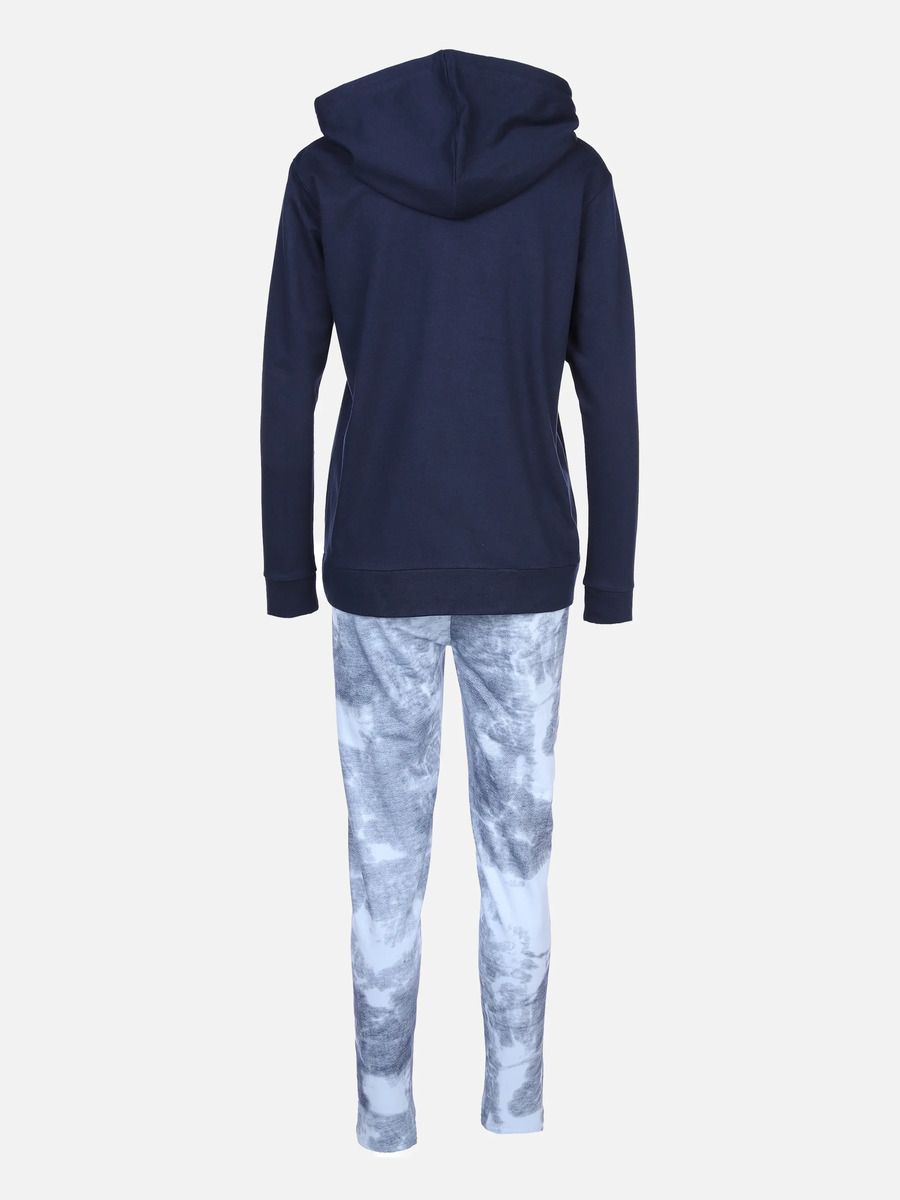 Bild 2 von Damen Hausanzug mit Batikstyle-Hose und Hoodie
                 
                                                        Blau
