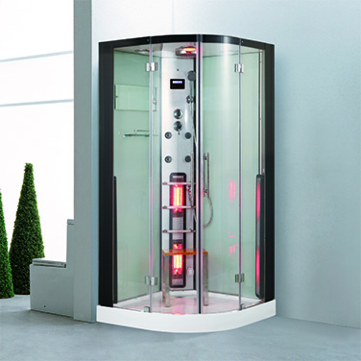 Bild 1 von PureHaven 2in1 Dampfdusche & Infrarotsauna 100x100x215 cm Aluminiumrahmen kompl. Zubehör Tropenbraus