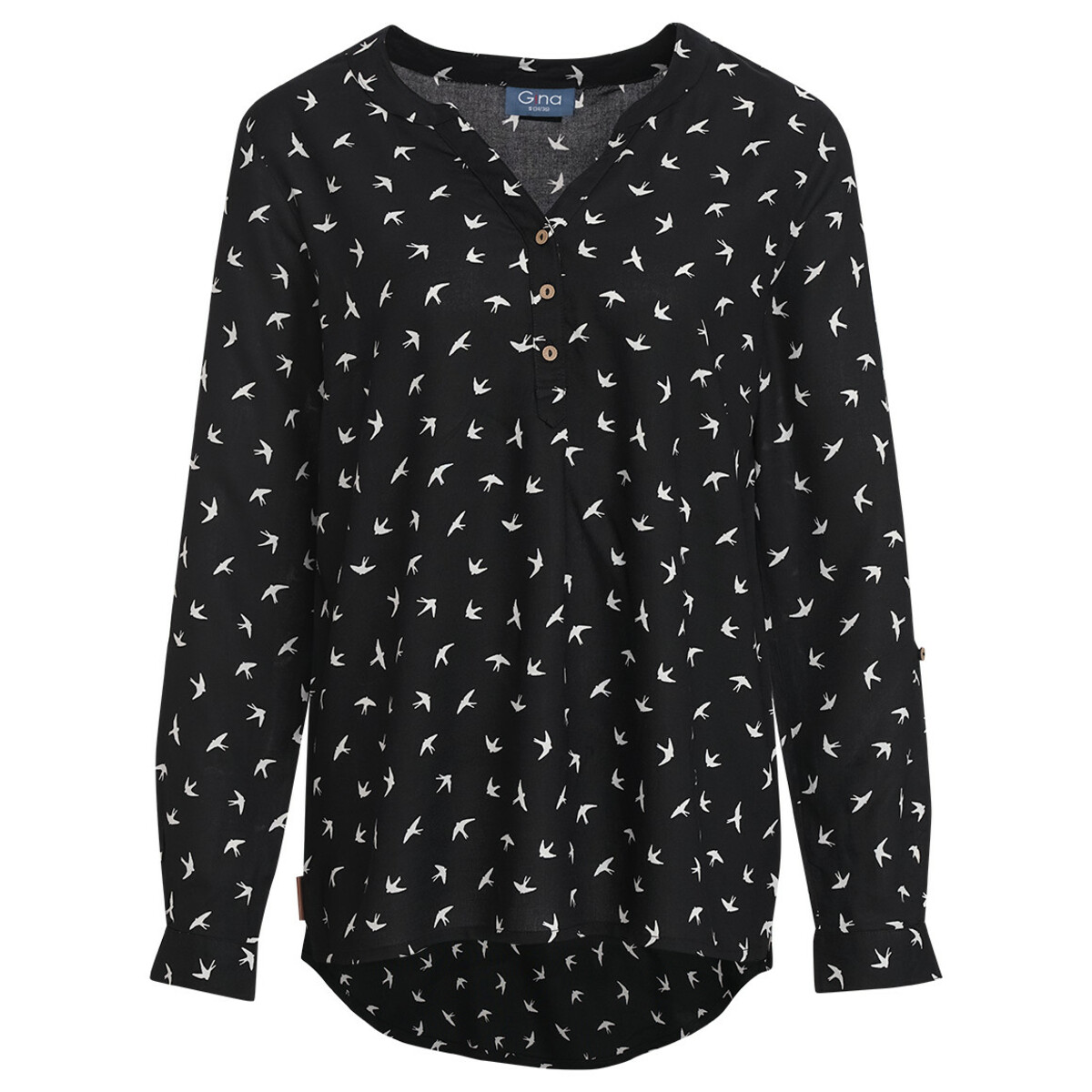 Bild 1 von Damen Bluse mit Schwalben-Allover SCHWARZ