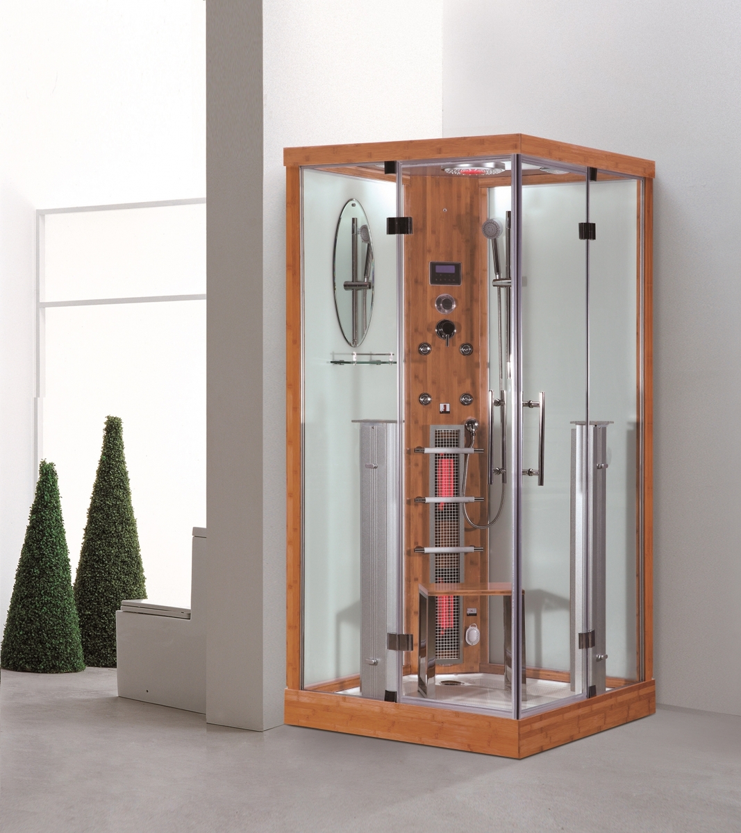 Bild 2 von PureHaven 2in1 Dampfdusche & Infrarotsauna 100x100x215 cm Aluminiumrahmen komplettem Zubehör Tropenb