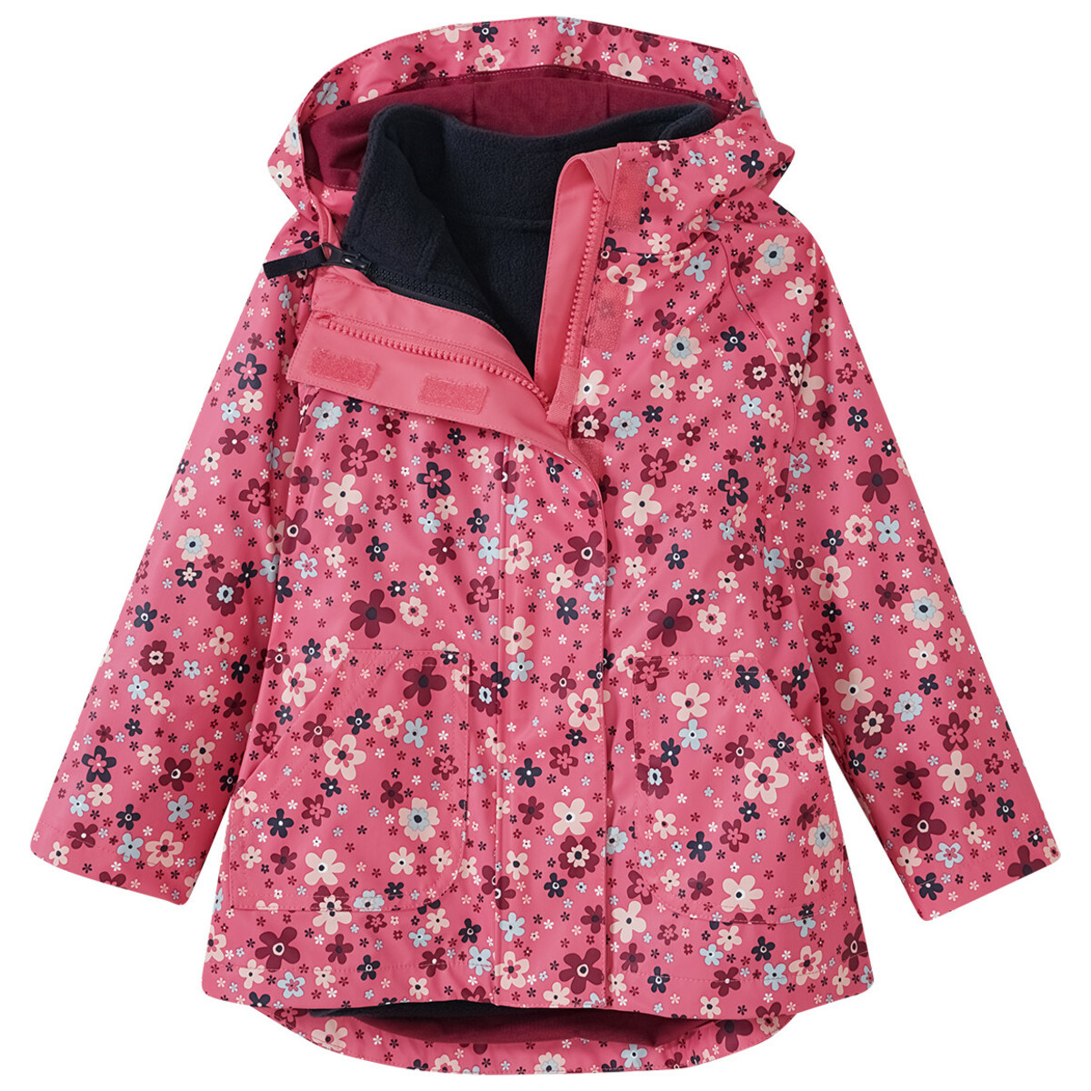 Bild 1 von Mädchen 3-in-1 Regenjacke mit Blümchen-Muster PINK