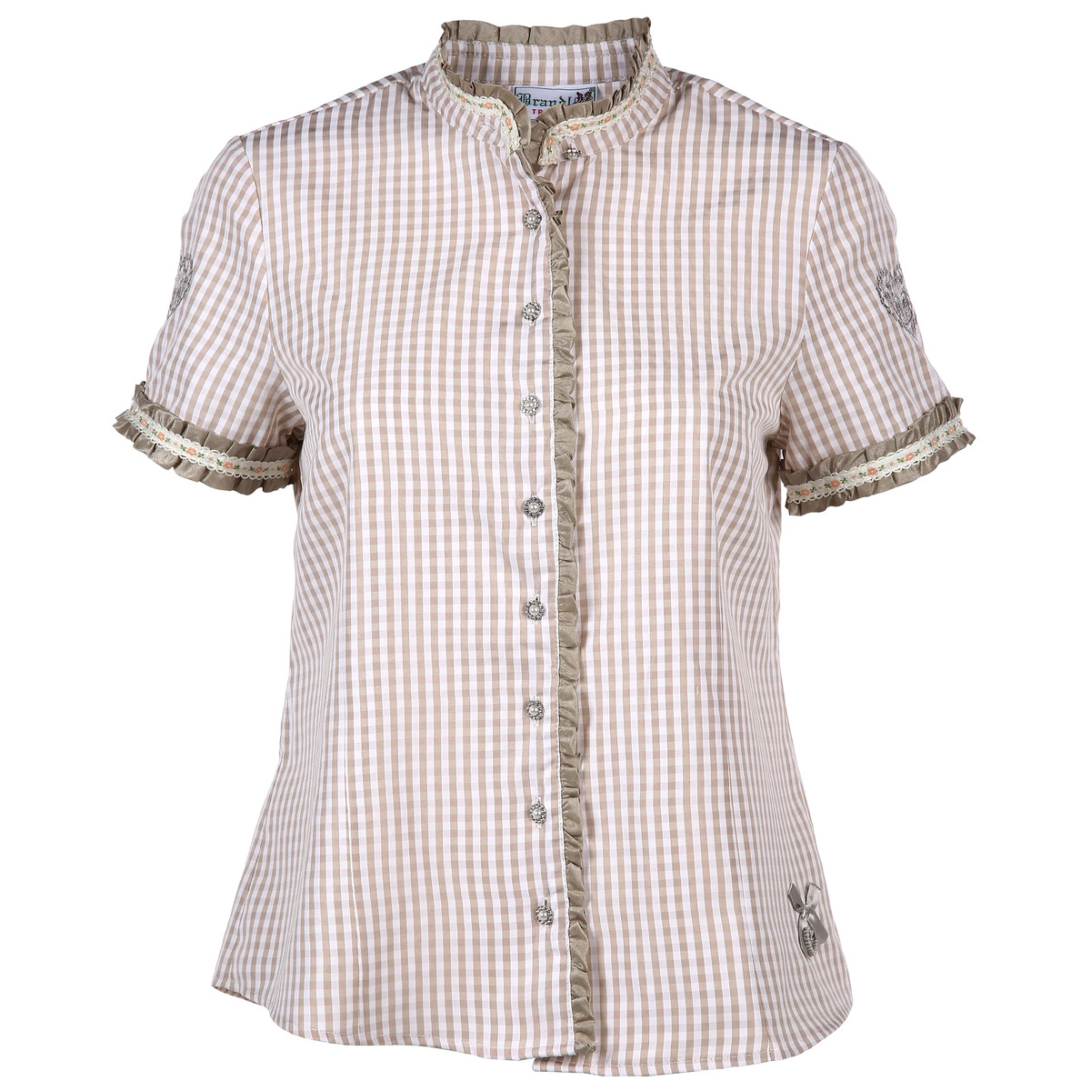 Bild 1 von Damen Trachtenbluse in Vichykaro mit Zierborte
                 
                                                        Braun