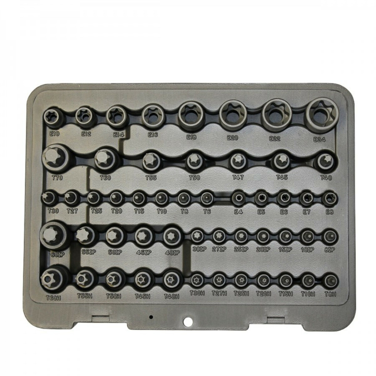 Bild 1 von Normex Profi Steckschlüsseleinsätze Satz 52-teilig E-Profil TX mit Bohrung TX-Plus