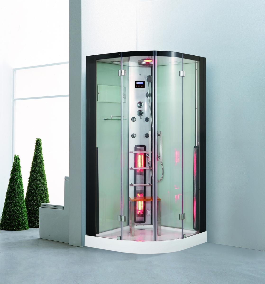 Bild 2 von PureHaven 2in1 Dampfdusche & Infrarotsauna 100x100x215 cm Aluminiumrahmen kompl. Zubehör Tropenbraus