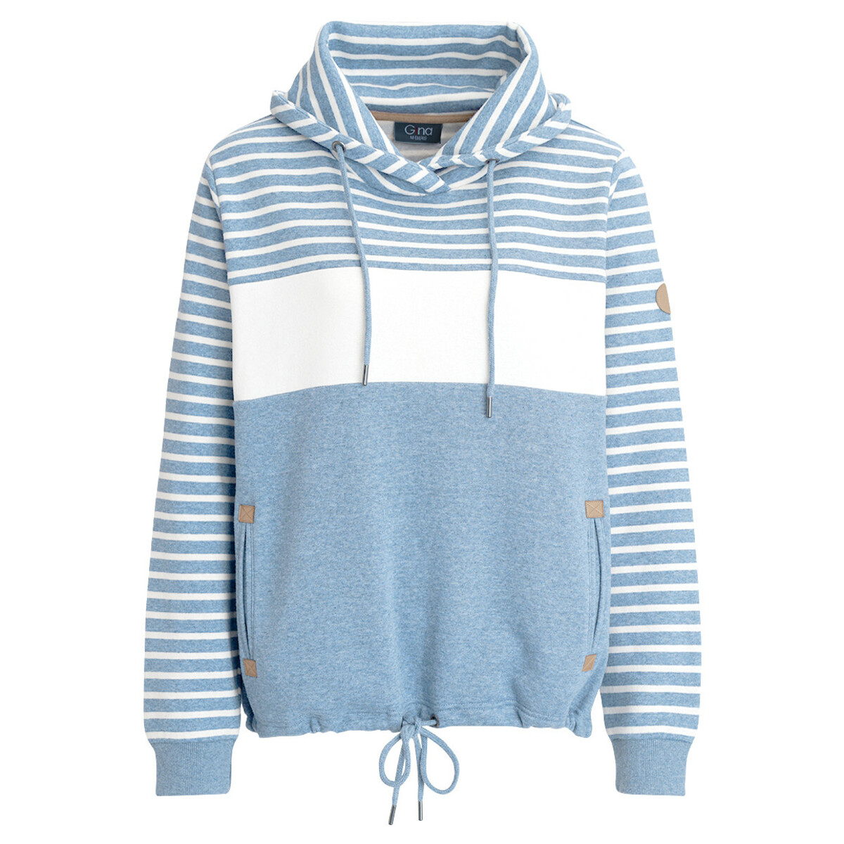 Bild 1 von Damen Sweatshirt mit Schalkragen HELLBLAU / WEISS