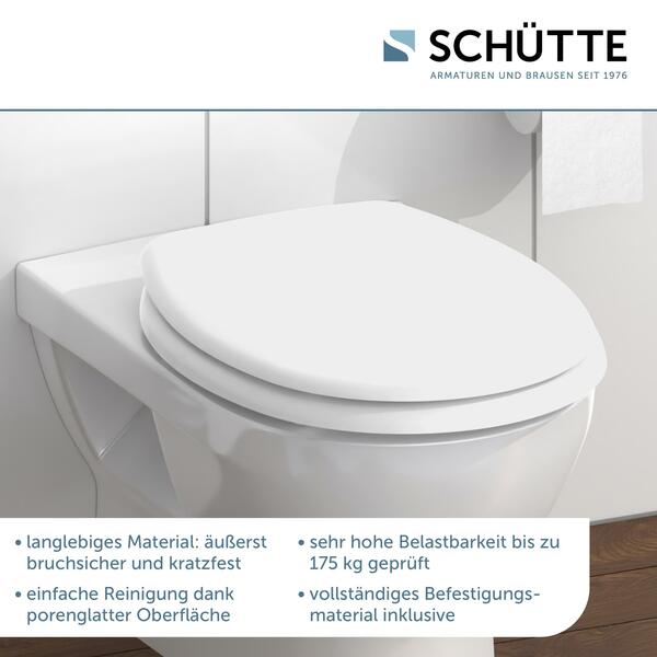 SCHÜTTE Duroplast WC Sitz WHITE, Toilettendeckel, Toilettensitz weiß