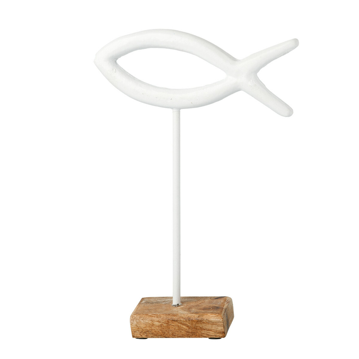 Bild 1 von Mittlerer Deko-Aufsteller Fisch mit Holzfuß WEISS