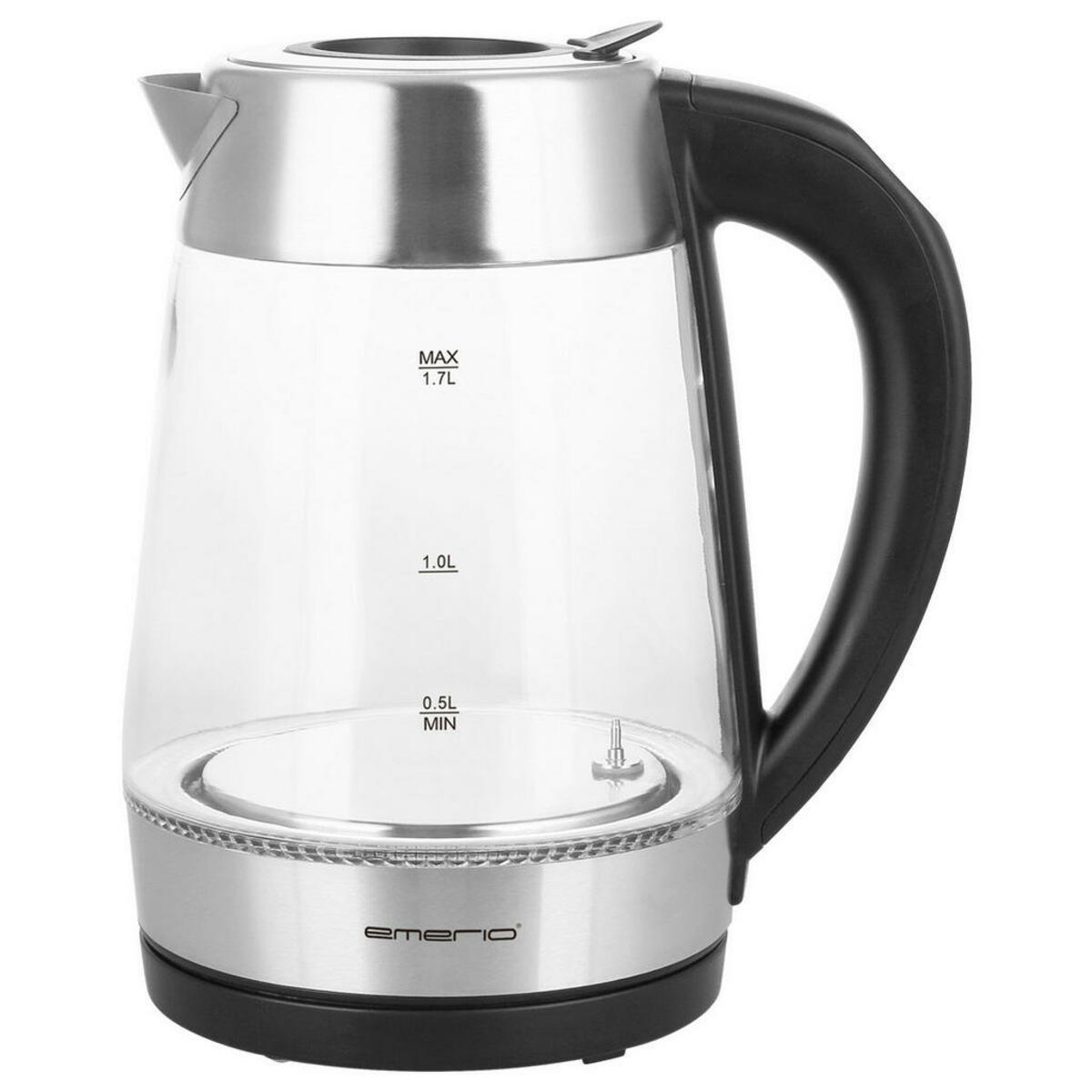 Bild 1 von Emerio Glas-Wasserkocher WK-122227 silber schwarz Edelstahl Glas Kunststoff B/H/T: ca. 22,3x24,5x16,1 cm ca. 1,7 l
