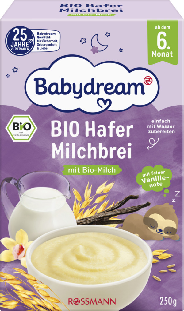 Bild 1 von Babydream Bio Guten Abend Milchbrei Hafer ab dem 6. Monat