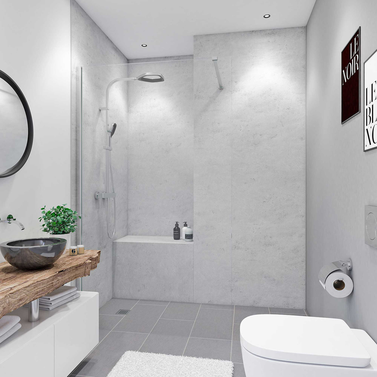 Bild 1 von Breuer Duschrückwand 'Quick72' Marmoroptik grau 100 x 255 cm