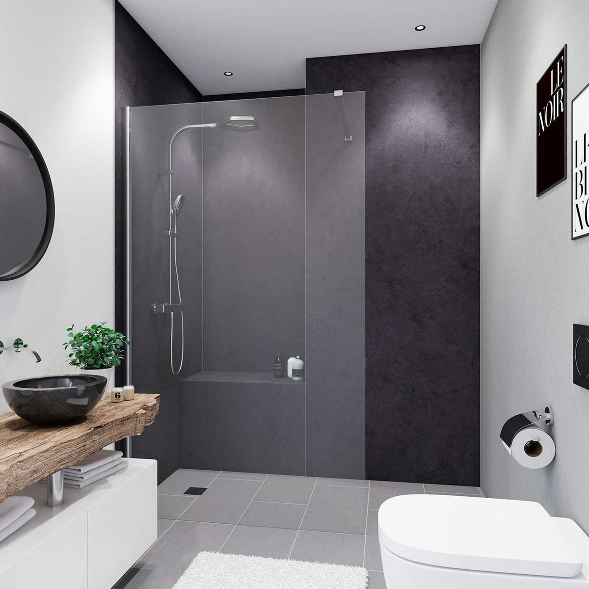 Bild 1 von Breuer Duschrückwand Steinoptik anthrazit 100 x 255 cm