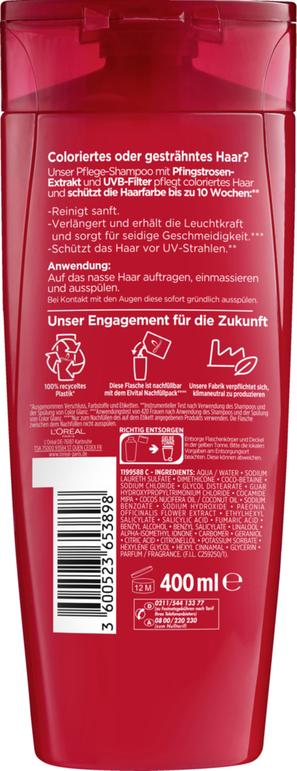 Bild 2 von L’Oréal Paris Elvital Color Glanz Farbschutz Pflegeshampoo