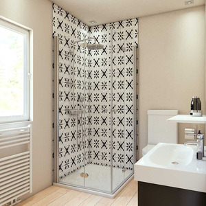 Breuer Duschrückwand Fliesenoptik Orient-Design schwarz/weiß 100 x 210 cm