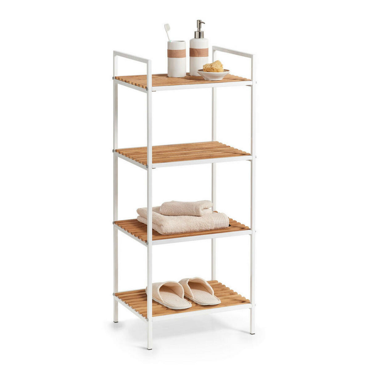 Bild 1 von Standregal weiß Bambus B/H/T: ca. 39x95x33 cm