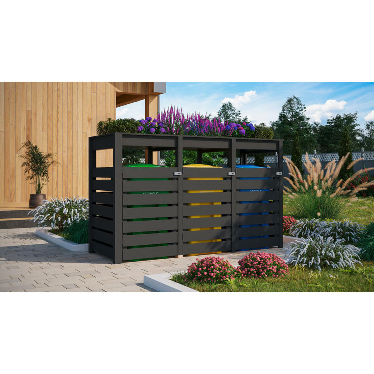 Bild 1 von Karibu Mülltonnenbox Jerry 2 anthrazit B/H/T: ca. 238x143x88 cm