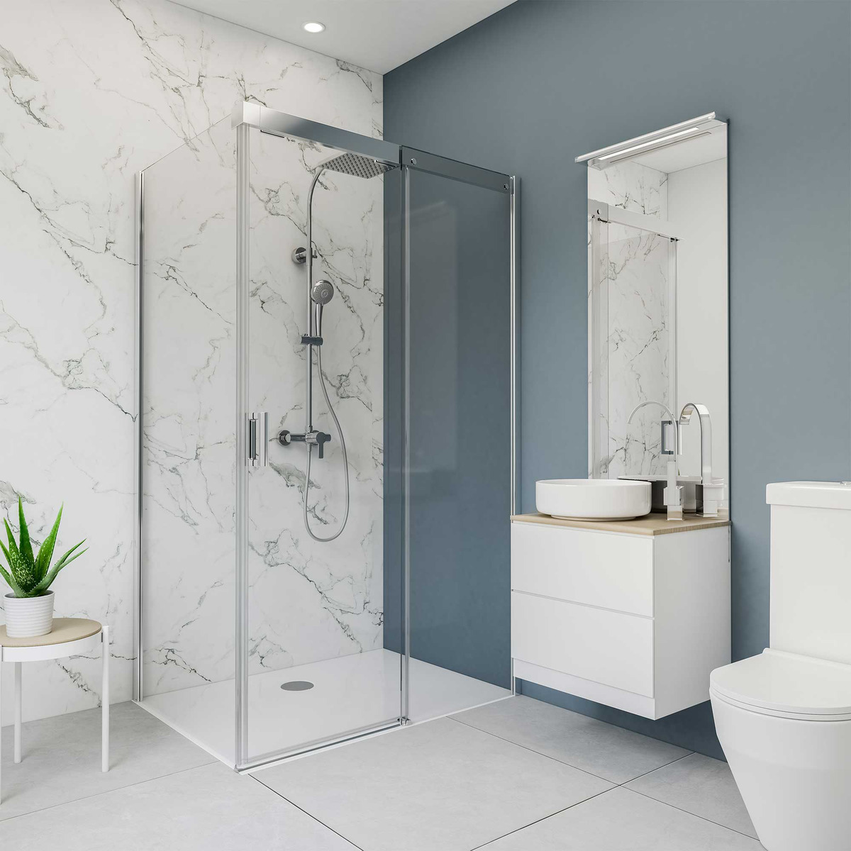 Bild 1 von Breuer Duschrückwand Softtouch Marmoroptik schwarz/weiß 100 x 210 cm