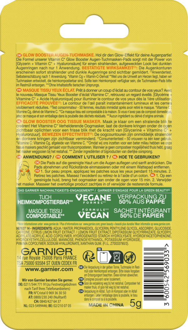 Bild 2 von Garnier SkinActive Vitamin C Augen-Tuchmaske