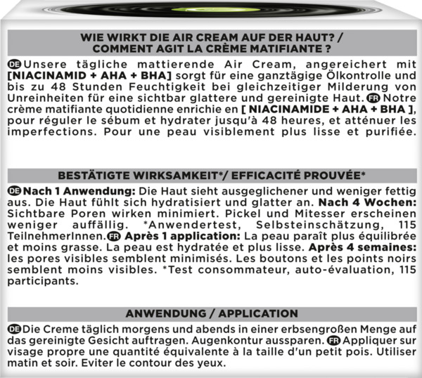 Garnier SkinActive Hautklar Gesichtscreme 3in1 Mattierende Air Cream ...