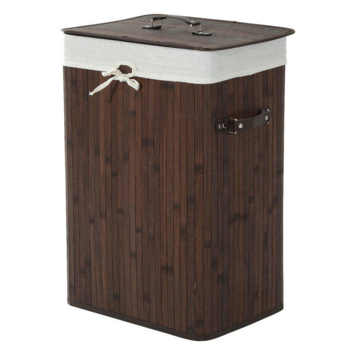 Bild 1 von Wäschekorb mit 2 Tragegriffen dunkelbraun Bambus Stoff Kunststoff B/H/L: ca. 30x60x40 cm