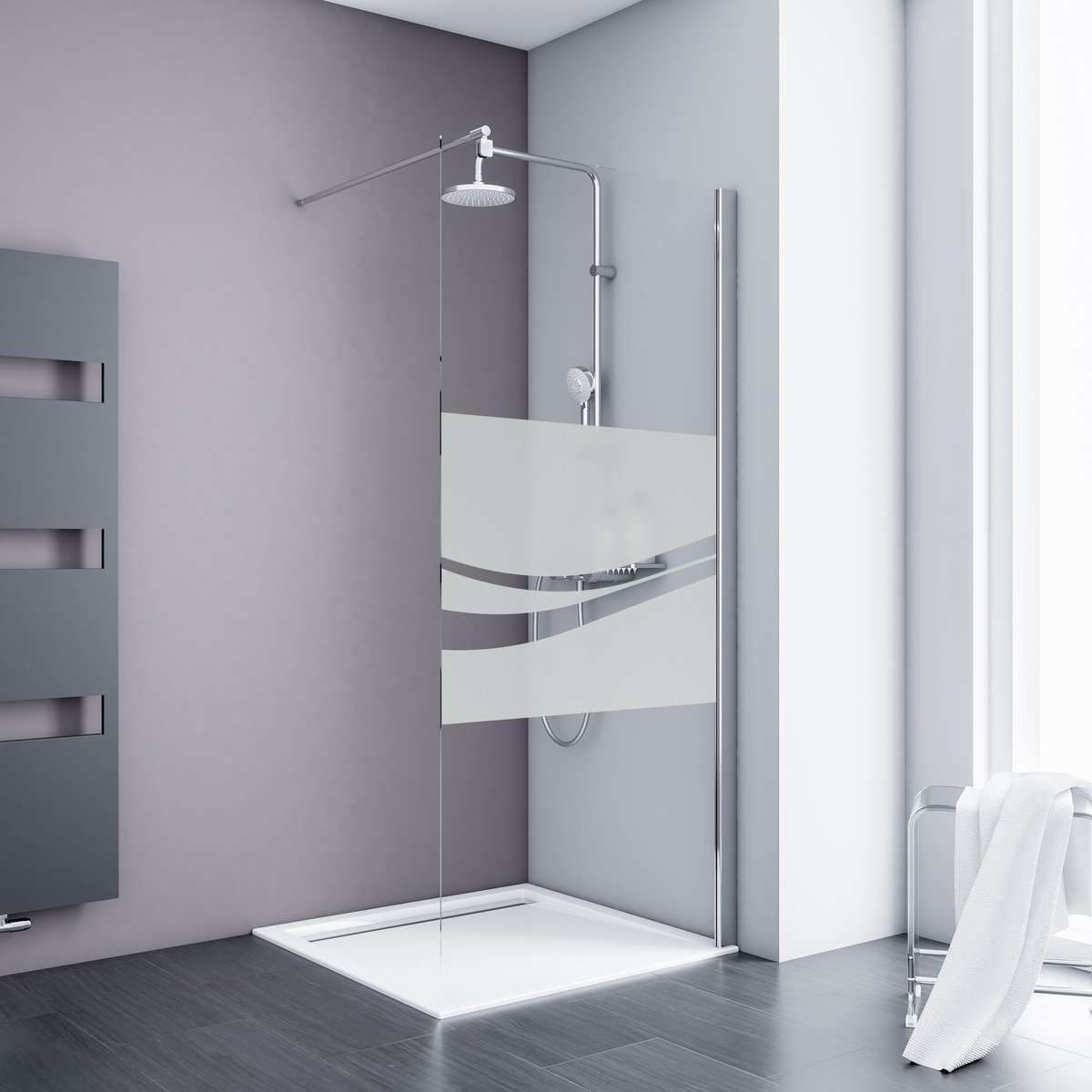 Bild 1 von Schulte Runddusche mit Drehtür 'Alexa Style 2.0' teilgerahmt, aluminiumfarben, 55 x 192 x 80 cm