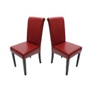 Bild 1 von 2er-Set Esszimmerstuhl Lecce II, Leder ~ rot, dunkle Beine