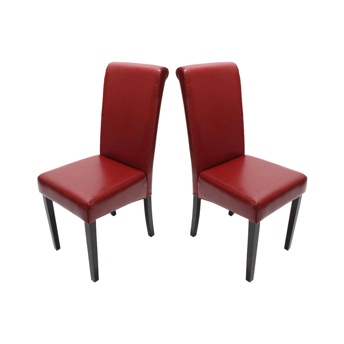 Bild 1 von 2er-Set Esszimmerstuhl Lecce II, Leder ~ rot, dunkle Beine