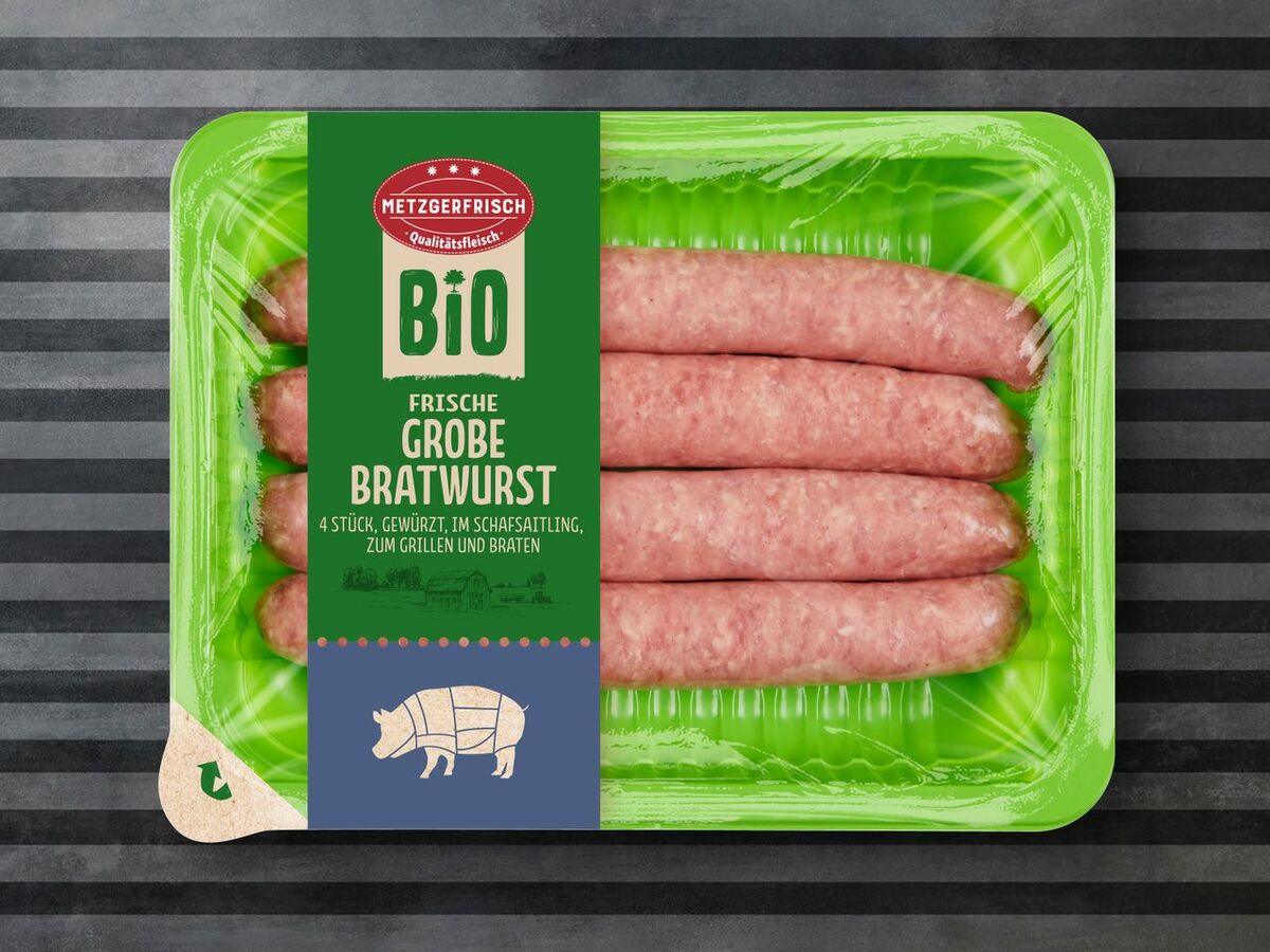 Bild 1 von Metzgerfrisch Frische Grobe Bio Bratwurst, 
         240 g