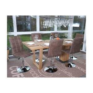 6er-Set Esszimmerstuhl MCW-C41, Stuhl Küchenstuhl, höhenverstellbar drehbar, Stoff/Textil ~ vintage braun