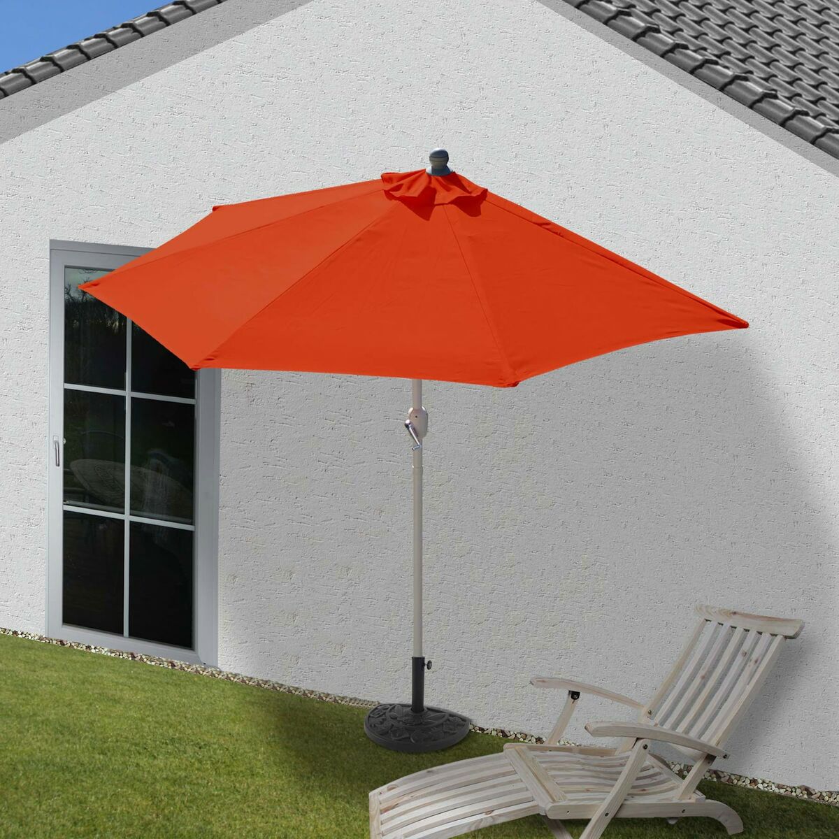 Bild 1 von Sonnenschirm halbrund Lorca, Halbschirm Balkonschirm, UV 50+ Polyester/Alu 3kg ~ 300cm terracotta mit Ständer