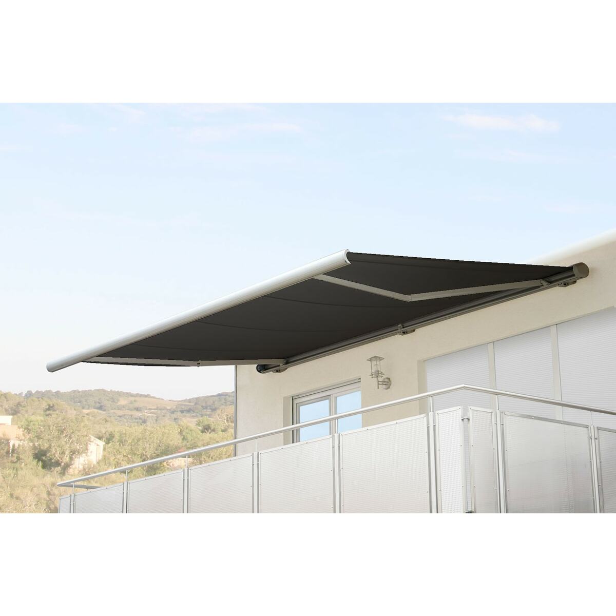 Bild 1 von Elektrische Kassettenmarkise H124, Markise Vollkassette 5x3m ~ Acryl Anthrazit