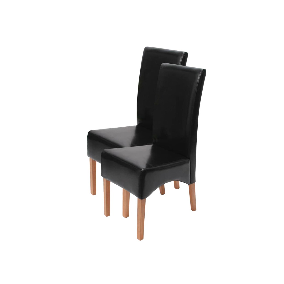 Bild 1 von 2er-Set Esszimmerstuhl Crotone, LEDER ~ schwarz, helle Beine