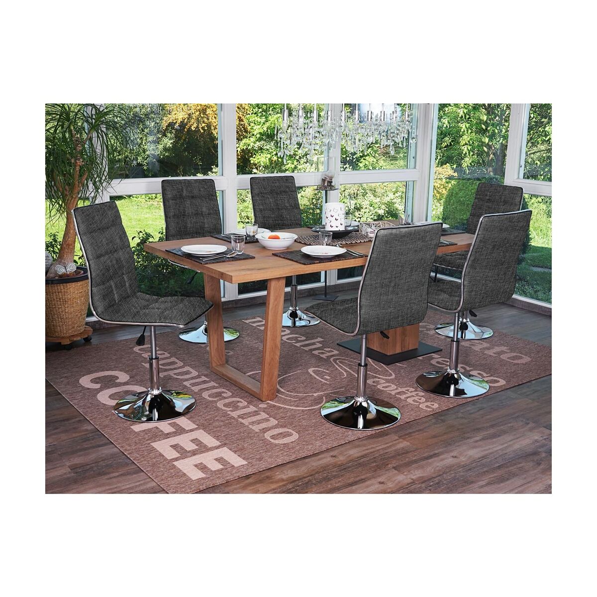 Bild 1 von 6er-Set Esszimmerstuhl MCW-C41, Stuhl Küchenstuhl, Stoff/Textil ~ hellgrau