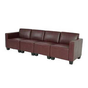 Modular 4-Sitzer Sofa Couch Moncalieri, Kunstleder ~ rot-braun