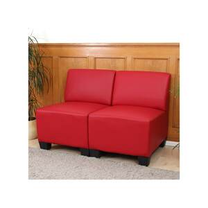 Modular 2-Sitzer Sofa Couch Moncalieri, Kunstleder ~ rot, ohne Armlehnen