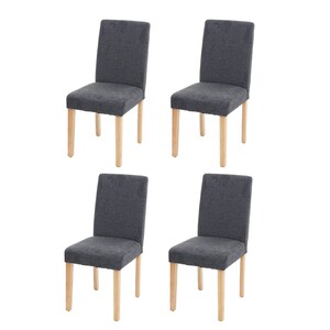 4er-Set Esszimmerstuhl Stuhl Küchenstuhl Littau ~ Textil, anthrazitgrau, helle Beine