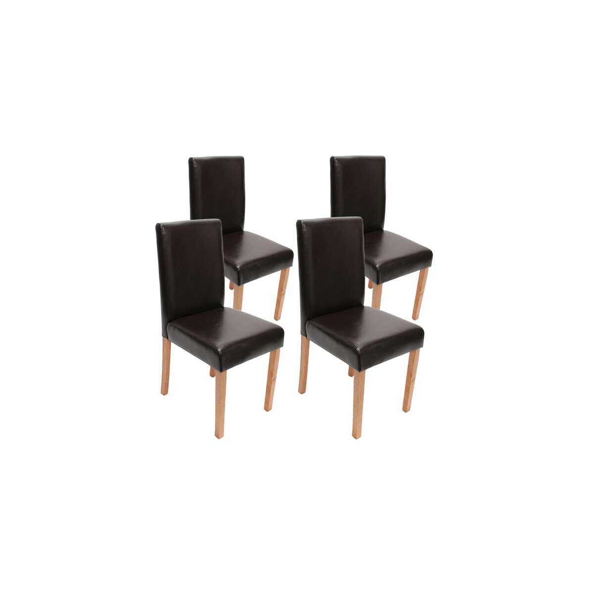 Bild 1 von 4er-Set Esszimmerstuhl Stuhl Küchenstuhl Littau ~ Leder, braun helle Beine