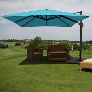 Gastronomie-Ampelschirm MCW-A96, Sonnenschirm, 3x4m (Ø5m) Polyester/Alu 26kg ~ türkis mit Ständer