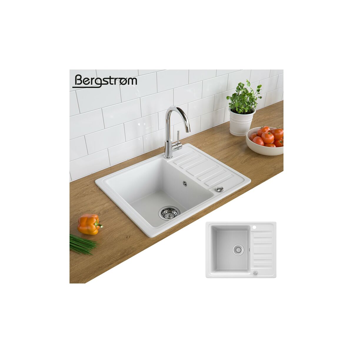 Bild 1 von Spüle Küchenspüle Einbauspüle Spülbecken+Drehexcenter+Siphon Weiß