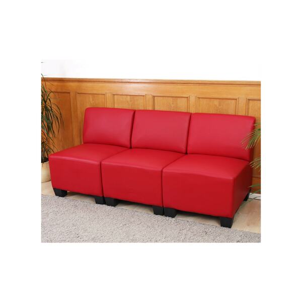 Bild 1 von Modular 3-Sitzer Sofa Moncalieri, Kunstleder ~ rot, ohne Armlehnen