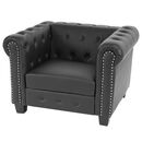 Bild 1 von Luxus Sessel Loungesessel Relaxsessel Chesterfield Edingburgh Kunstleder ~ eckige Füße, schwarz