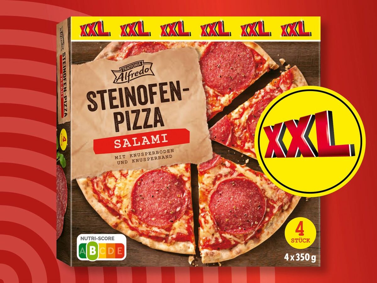 Bild 1 von Trattoria Alfredo Steinofenpizza Salami XXL, 
         4x 350 g