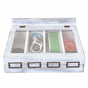 Aufbewahrungsbox MCW-C25, Teebox Schmuckkästchen Kiste, Paulownia 17x37x33cm ~ weiß, shabby
