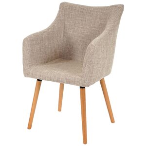 Esszimmerstuhl Vaasa T382, Stuhl Küchenstuhl, Retro 50er Jahre Design ~ Textil, creme/grau
