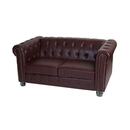 Bild 1 von Luxus 2er Sofa Loungesofa Couch Chesterfield Kunstleder 160cm ~ runde Füße, rot-braun