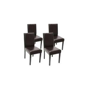 4er-Set Esszimmerstuhl Stuhl Küchenstuhl Littau ~ Leder, braun dunkle Beine