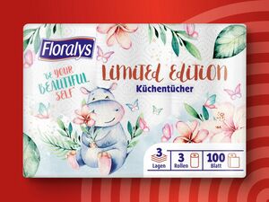 Floralys Küchentücher mit Dekor, 
         3x 100 Blatt