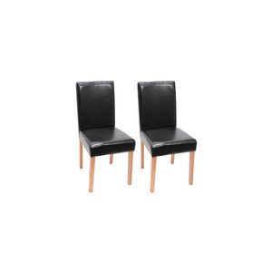 2er-Set Esszimmerstuhl Stuhl Küchenstuhl Littau ~ Kunstleder, schwarz, helle Beine