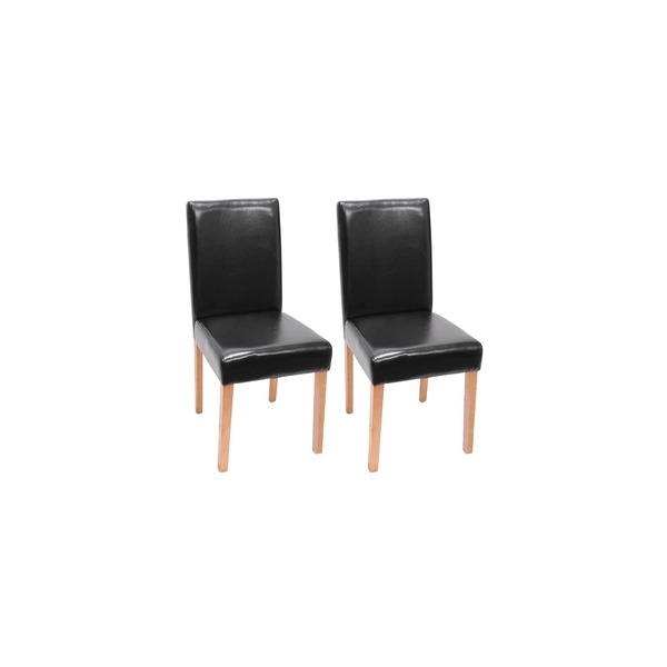 Bild 1 von 2er-Set Esszimmerstuhl Stuhl Küchenstuhl Littau ~ Kunstleder, schwarz, helle Beine