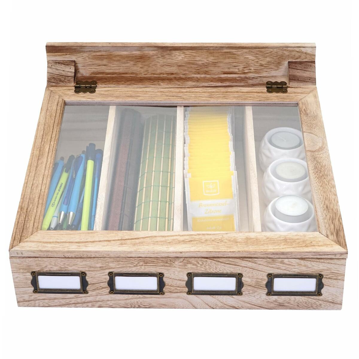 Bild 1 von Aufbewahrungsbox MCW-C25, Teebox Schmuckkästchen Kiste, Paulownia 17x37x33cm ~ naturbraun