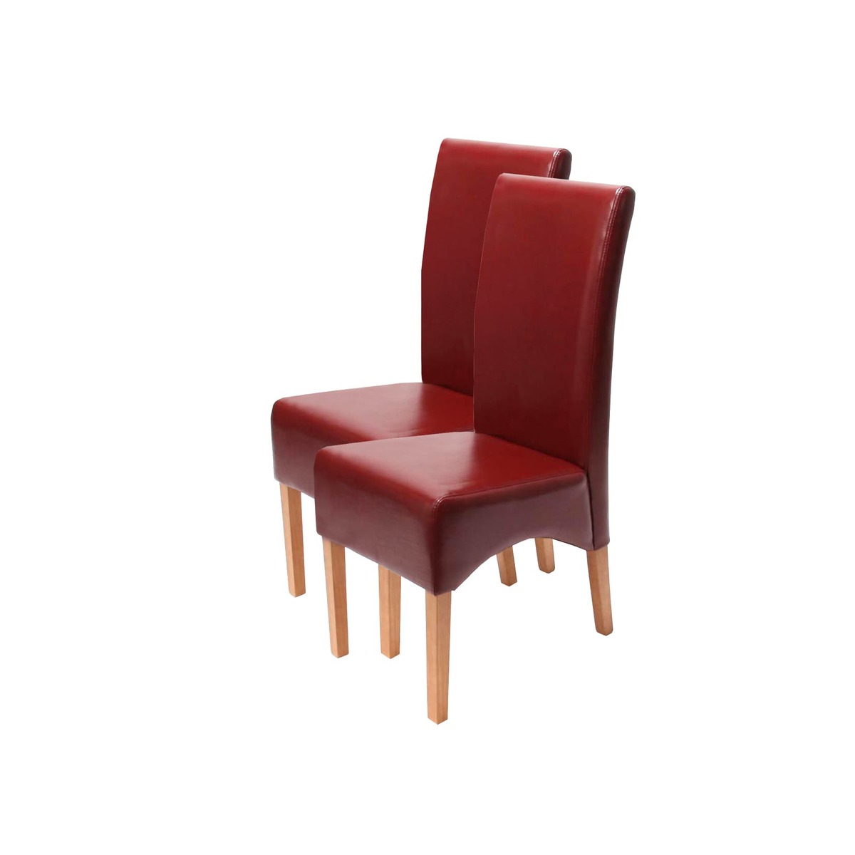 Bild 1 von 2er-Set Esszimmerstuhl Crotone, LEDER ~ rot, helle Beine